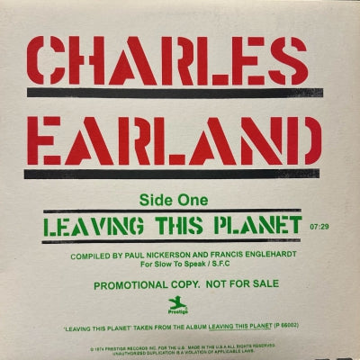 CHARLES EARLAND / DG9  - Leaving This Planet