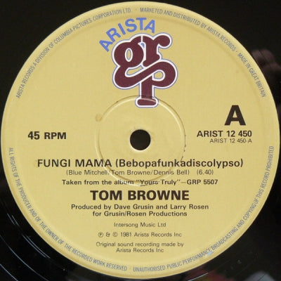 TOM BROWNE - Fungi Mama (Bebopafunkadiscolypso) / Funkin' For Jamaica - Remix