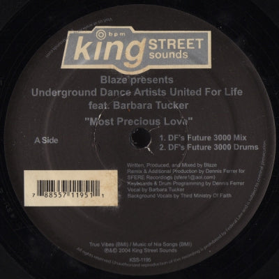 BLAZE PRESENTS UNDERGROUND DANCE ARTISTS UNITED FOR LIFE FEAT. BARBARA TUCKER - Most Precious Love