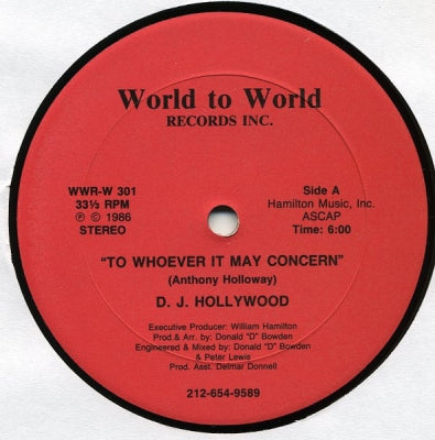 D.J. HOLLYWOOD - To Whoever It May Concern