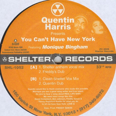 QUENTIN HARRIS FEAT MONIQUE BINGHAM - You Can't Have New York