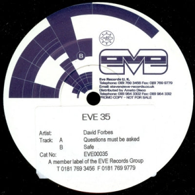 DAVID FORBES - Questions (Must Be Asked) / Safe