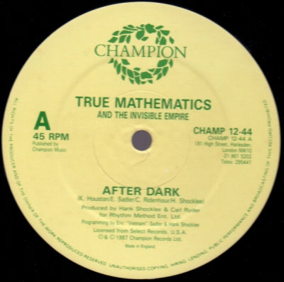 TRUE MATHEMATICS - After Dark / Greeks In