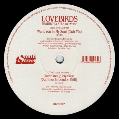 LOVEBIRDS FEATURING STEE DOWNES - Want You In My Soul