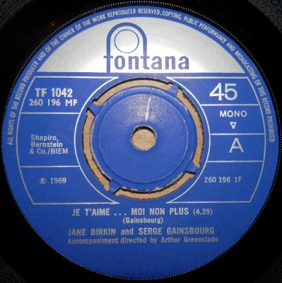 JANE BIRKIN & SERGE GAINSBOURG - Je T'Aime...Moi Non Plus / Jane B