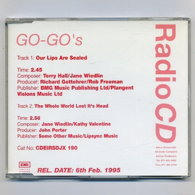 GO-GO's - The Whole World Lost It's Head / Our Lips Are Sealed