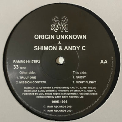ORIGIN UNKNOWN & SHIMON & ANDY C - Truly One / Mission Control / Quest / Night Flight