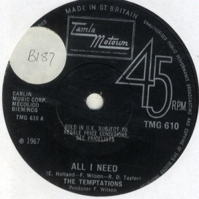 THE TEMPTATIONS - All I Need / Sorry Is A Sorry Word