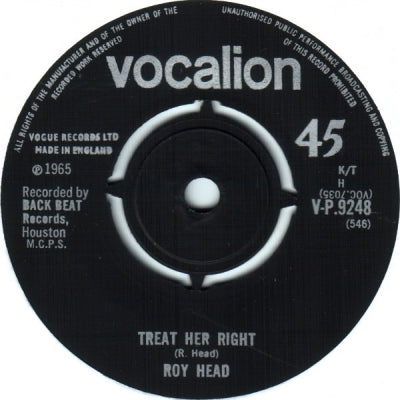 ROY HEAD - Treat Her Right / So Long My Love