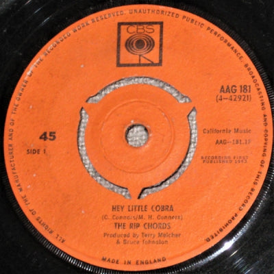 THE RIP CHORDS - Hey Little Cobra / The Queen