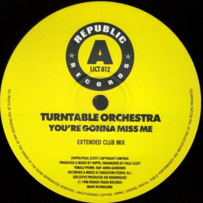 TURNTABLE ORCHESTRA - You're Gonna Miss Me