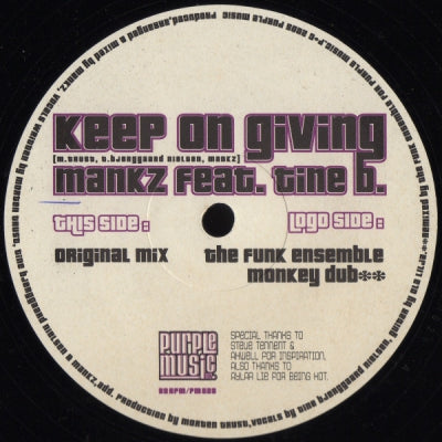 MANKZ FEAT. TINE B. - Keep On Giving