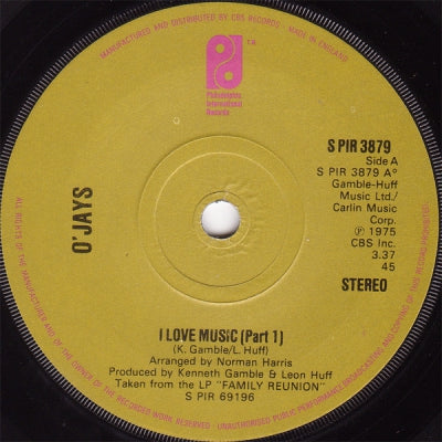 THE O'JAYS - I Love Music Part 1 and Part 2