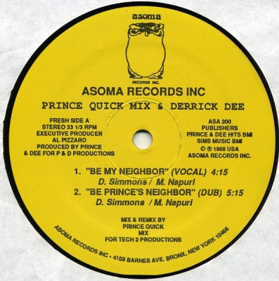 PRINCE QUICK MIX & DERRICK DEE - Be My Neighbor