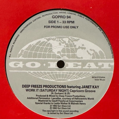 DEEP FREEZE PRODUCTIONS - Work It (Saturday Night)