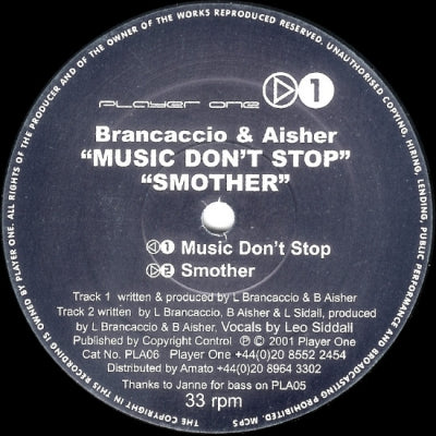 BRANCACCIO & AISHER - Music Don't Stop / Smother