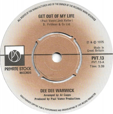 DEE DEE WARWICK - Get Out Of My Life / Funny How We Change Places
