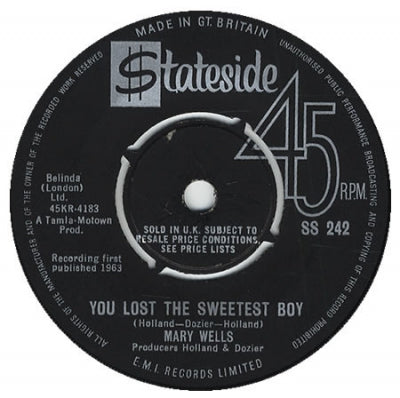 MARY WELLS - You Lost The Sweetest Boy / What's Easy For Two Is So Hard For One