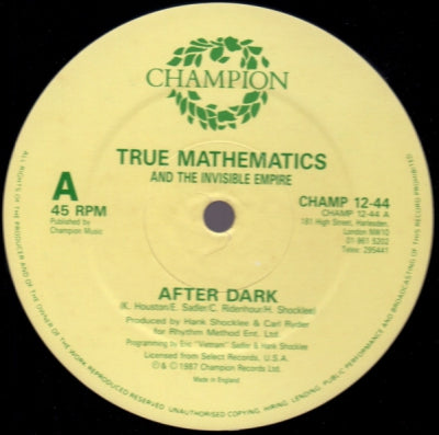 TRUE MATHEMATICS - After Dark / Greeks In