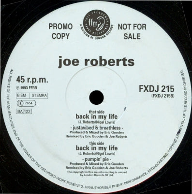 JOE ROBERTS - Back In My Life