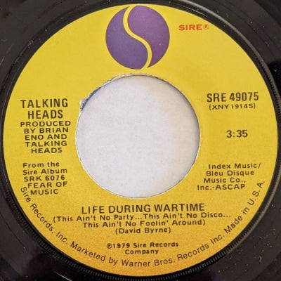 TALKING HEADS - Life During Wartime (This Ain't No Party...This Ain't No Disco...This Ain't No Foolin' Around)