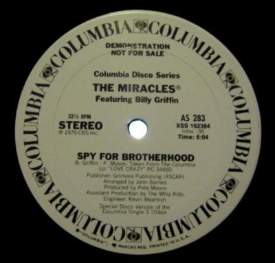 THE MIRACLES FEATURING BILLY GRIFFIN - Spy For Brotherhood