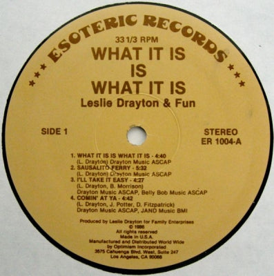 LESLIE DRAYTON & FUN - What It Is Is What Is