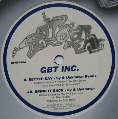 GBT INC. / SY & UNKNOWN - Better Day (Remix) / Bring It Back