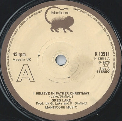 GREG LAKE - I Believe In Father Christmas