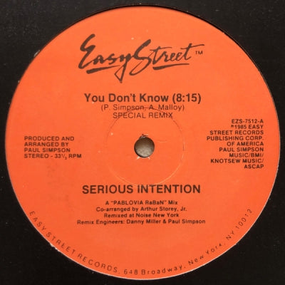 SERIOUS INTENTION - You Don't Know