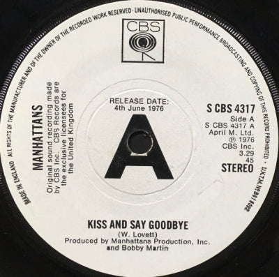 MANHATTANS - Kiss And Say Goodbye / Wonderful World Of Love
