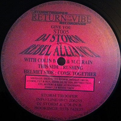 DJ STORM VS. REBEL ALLIANCE WITH COLIN B & M.C. RAIN - Come Together / Rushing