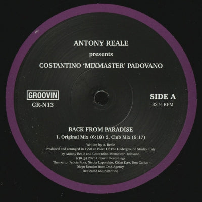 ANTONY REALE PRESENTS COSTANTINO 'MIXMASTER' PADOVANO - Back From Paradise
