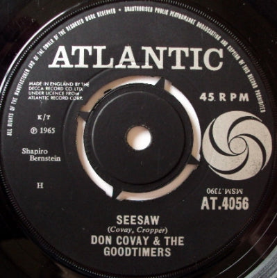 DON COVAY & THE GOODTIMERS - Seesaw / I Never Get Enough Of Your Love
