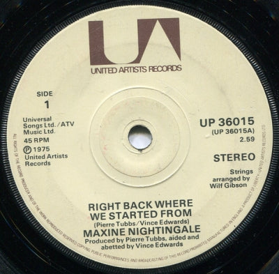 MAXINE NIGHTINGALE - Right Back Where We Started From / Believe In What You Do