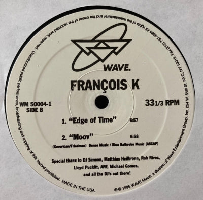 FRANCOIS K - FK - EP inc: Hypnodelic / Mindspeak / Edge Of Time / Moov