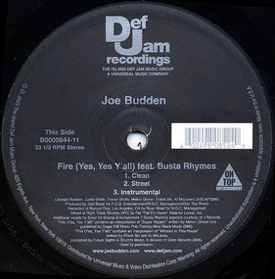 JOE BUDDEN - Fire (Yes, Yes Y'All) featuring Redman & Busta Rhymes