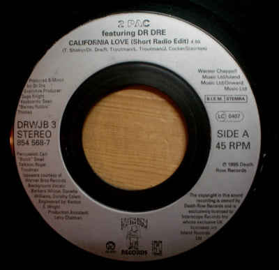 2 PAC FEATURING DR DRE - California Love E.P.