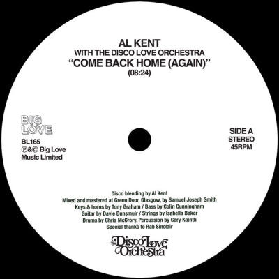 AL KENT WITH THE DISCO LOVE ORCHESTRA - Come Back Home (Again)