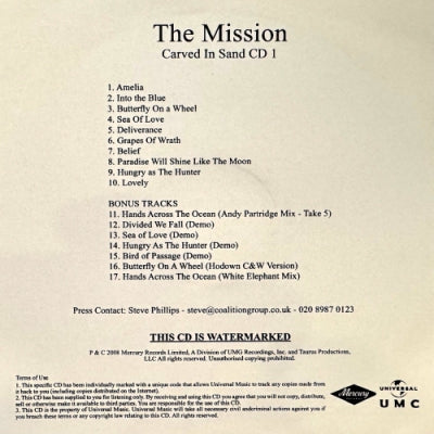 THE MISSION - Carved In Sand