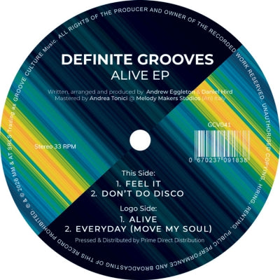 DEFINITE GROOVES - Alive EP