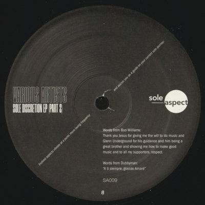 DUBBYMAN FEAT. AKI DAWSON / SPECTER / BOO WILLIAMS / TAELUE - Sole Discretion EP (Part 2)