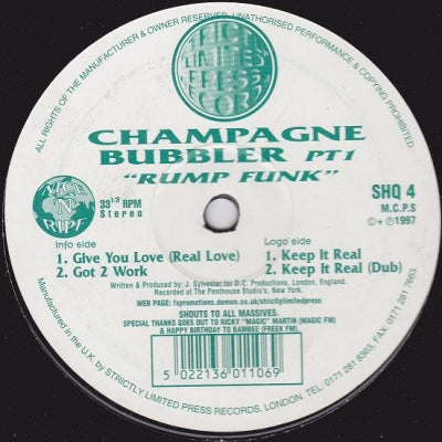 CHAMPAGNE BUBBLER - PT1 - Rump Funk