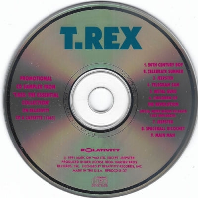 T. REX - Promotional CD Sampler From "T. Rex: The Essential Collection"