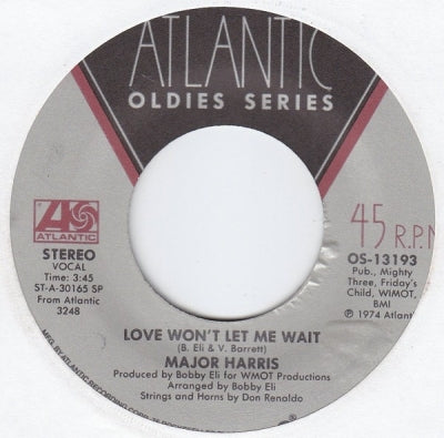 MAJOR HARRIS / THE MAJOR HARRIS BOOGIE BLUES BAND - Love Won't Let Me Wait / Each Morning I Wake Up