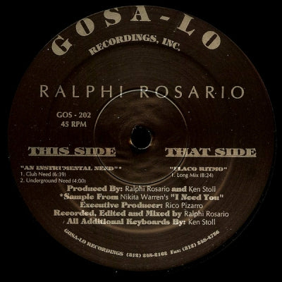 RALPHI ROSARIO - An Instrumental Need / Flaco Ritmo