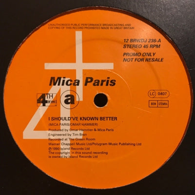 MICA PARIS - I Should Have Known Better