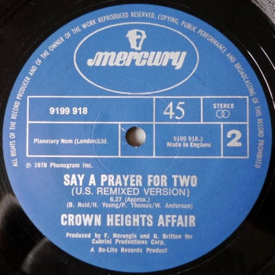 CROWN HEIGHTS AFFAIR - Say A Prayer For Two (US Remixed Version) / I'm Gonna Love You Forever