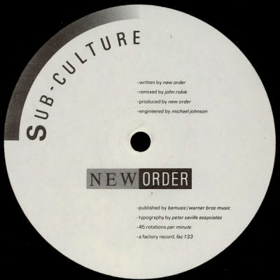 NEW ORDER - Sub-Culture