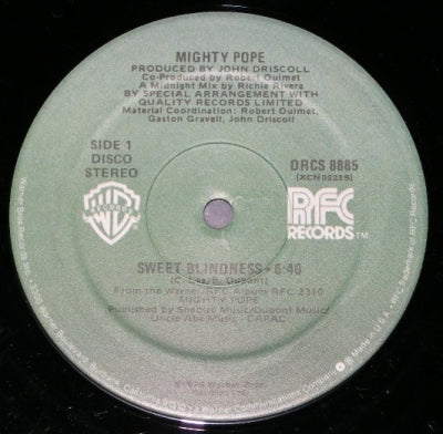 MIGHTY POPE - Sweet Blindness / Because The Night